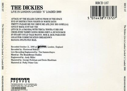 The Dickies – Live In London - Locked 'N' Loaded - CD - 1991 - Receiver Records Limited – RRCD 137 - USED (M- / M-)