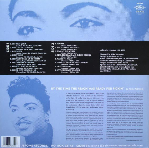 Little Richard – The Implosive Little Richard. The Pre-Specialty Sessions 1951-1953 - LP - Gatefold - 2009 - Jerome Records – JERLP002 - USED (M- / M-)