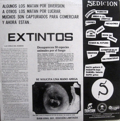 Sedicion – Extintos - LP - 2010 - Bambam Records – Bam-Vinil 001 - New and unplayed but not sealed.