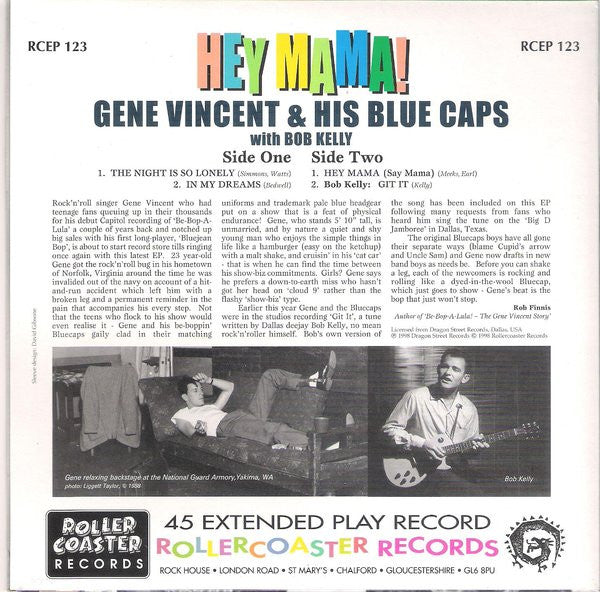 Gene Vincent & His Blue Caps – Hey Mama! - 7" - 1998 - Rollercoaster Records – RCEP 123 - Like New / Like New (M- / M-)