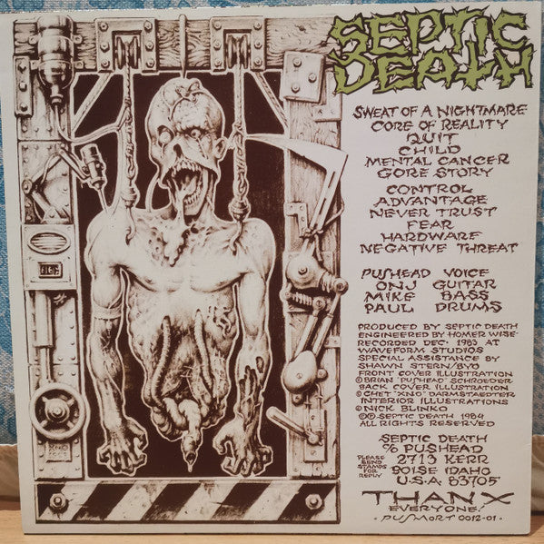 Septic Death – Need So Much Attention... Acceptance Of Whom - LP - With Insert - Unofficial - Vinyl Like New / Cover Like New (M-/M-).