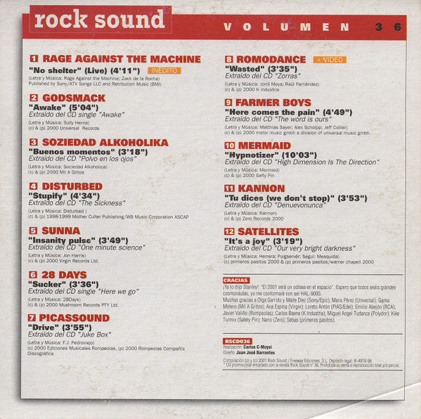 Rock Sound Volume 36 - CD, Compilation, Enhanced, Promo, Sampler - 2001 - Rock Sound – RSCDE036 - CD Very Good Plus (VG+) / Cover Very Good Plus (VG+)