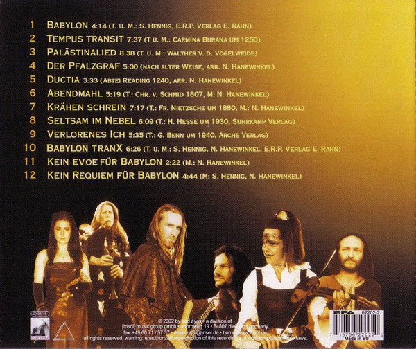 Finisterra – Kein Evoë - Kein Requiem - CD - 2002 - Sad Eyes – TRI 142 CD - New, unplayed but not sealed.