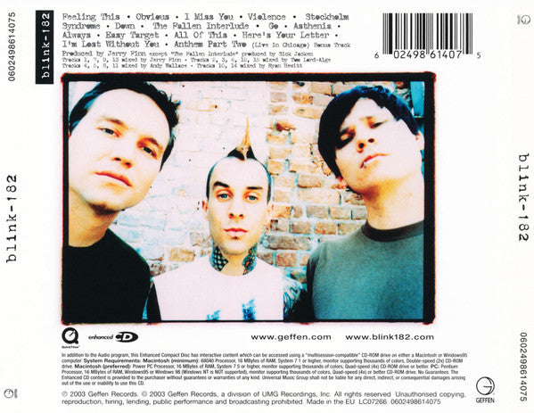 Blink-182 ‎– Blink-182 - CD - CD Como Nuevo / Portada Como Nueva (M-/M-)