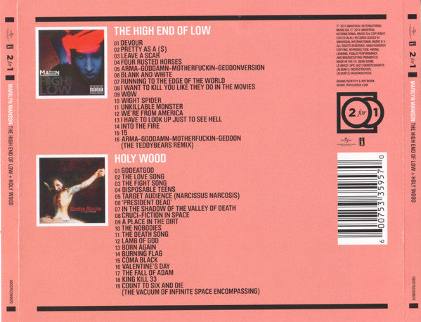 Marilyn Manson – The High End Of Low + Holy Wood - 2xCD - CDs Como Nuevos / Portada Como Nueva (M-/M-).