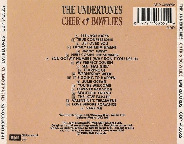 The Undertones – Cher O'Bowlies - The Pick Of The Undertones - CD - Very Good Condition (VG+ / M-)