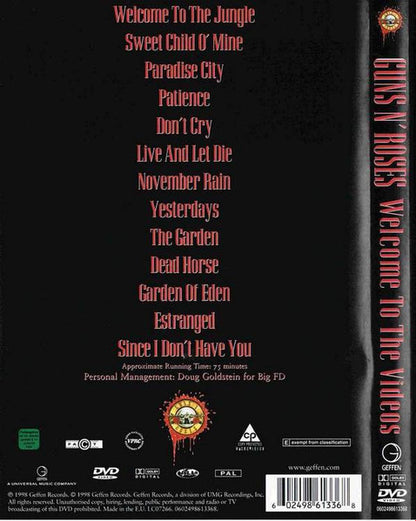 Guns N' Roses – Welcome To The Videos - DVD - Como Nuevo / Like New (M- / M-)
