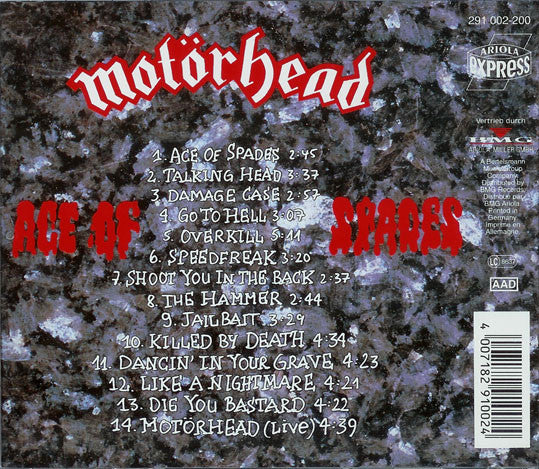Motörhead – Ace Of Spades - CD - CD Like New / Cover Like New (M-/M-)