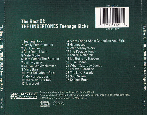 The Undertones – The Best Of: The Undertones - Teenage Kicks - CD - Castle Communications PLC – CTV CD 121 - Like New (M- / M-)