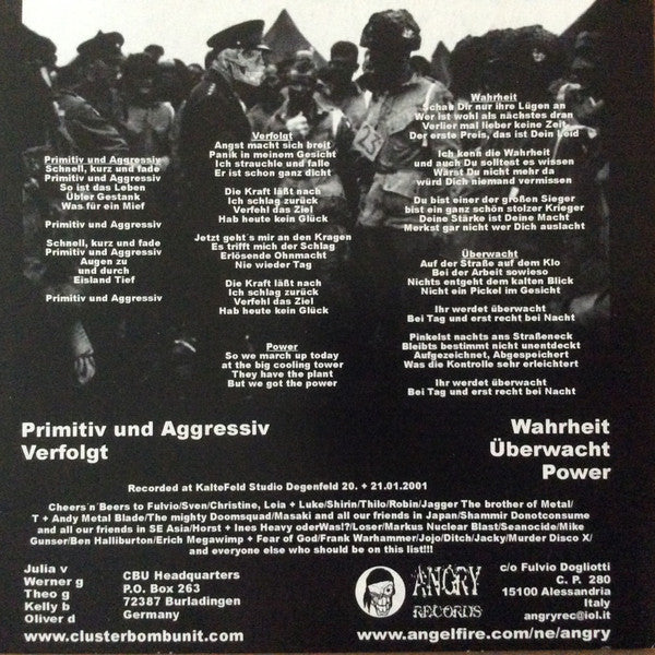 Cluster Bomb Unit – Last Band Standing - 7" - 2003 - Angry Records – AR10 - Vinilo Como Nuevo / Portada Como Nueva (M-/M-).