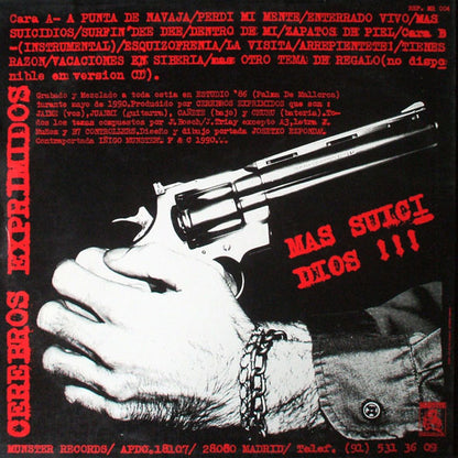 Cerebros Exprimidos – Más Suicidios - LP - Original Inner Sleeve - 1990 - Munster Records – MR 004 - Very Good Condition (VG+ / VG+)