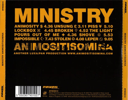 Ministry – Animositisomina - CD - New and unplayed but not sealed.