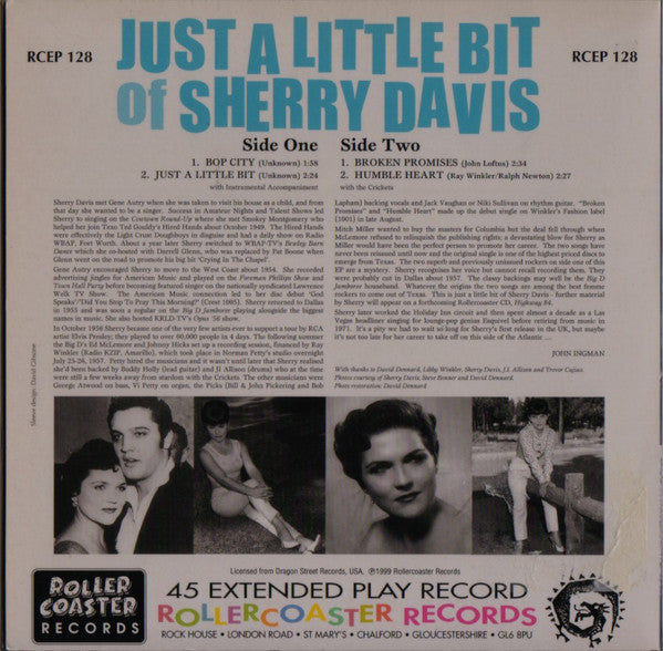 Sherry Davis – Just A Little Bit Of Sherry Davis - 7" - 1999 - Rollercoaster Records – RCEP 128 - Vinyl Near Mint / Cover Near Mint (M-/M-)