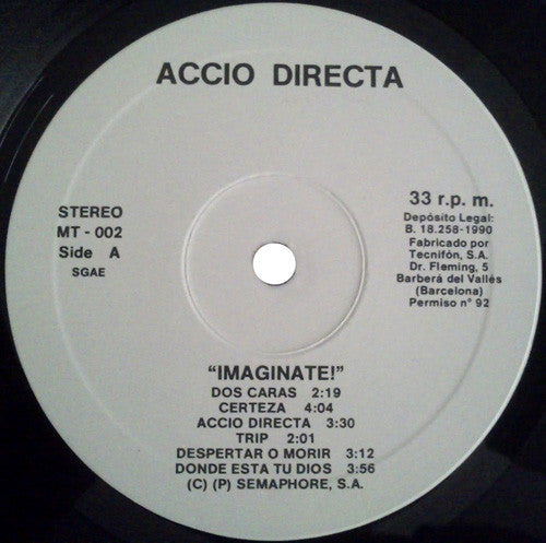 Acció Directa – Imaginate! - LP - Con Insert / With Insert - 1990 - Momentos Trashicos – MT-002 - Como Nuevo / Like New (M / M-)