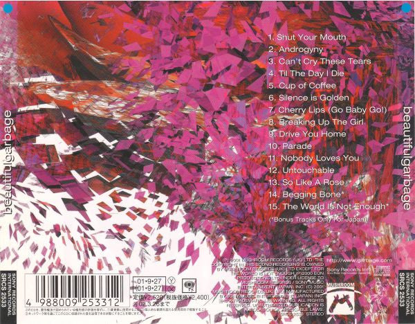 Garbage – Beautiful Garbage - CD - Edición Japonesa - Con OBI - 2001 - Sony Records Int'l – SRCS 2533 - Nuevo sin usar pero no precintado / New and unplayed but not sealed.