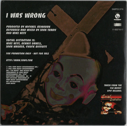 Social Distortion – I Was Wrong - CD, Single, Promo, Cardboard Sleeve - 1996 - Sony 550 Music – SAMPCS 3710, Epic – SAMPCS 3710 - CD New (M) / Sleeve Very Good Plus (M-)
