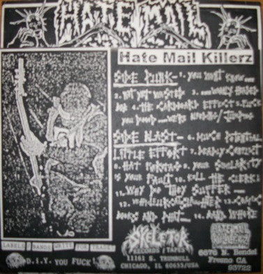 Hate Mail Killerz – Bleeding/Jumping - EP - 7" - 2001 - Skeletor Records – 01 - Like New (M- / M-)