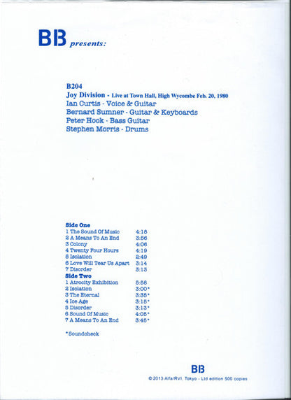 Joy Division – Live At Town Hall, High Wycombe Feb. 20, 1980 - LP - Unofficial Release, Limited Edition, Green