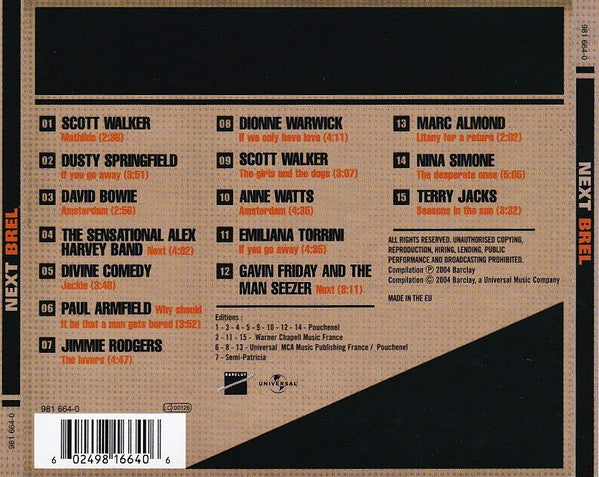 Next Brel - CD - New, unplayed, but not sealed.