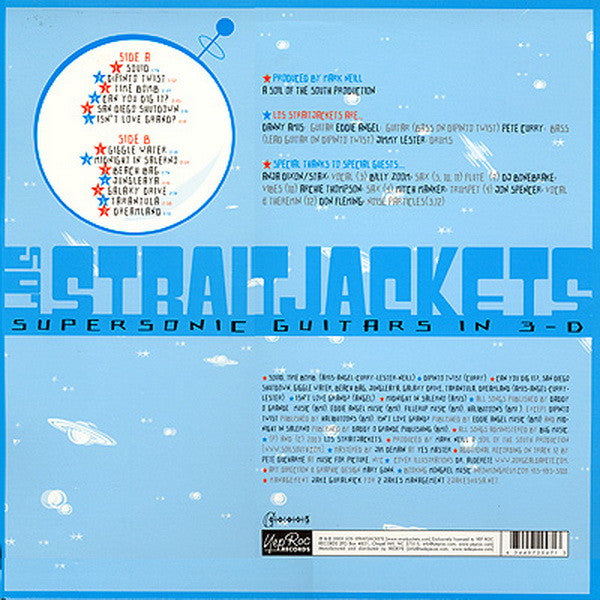 Los Straitjackets – Supersonic Guitars In 3-D - LP + Gafas 3D Glasses - Signed On Back Cover / Firmado en Contraportada - 2003 - Yep Roc Records – LP-YEP-2047 - Vinilo Muy Buen Estado / Portada Muy Buen Estado (VG+/VG+)