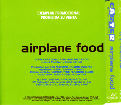 Carter The Unstoppable Sex Machine – Airplane Food - CD, Promo - Spain 1995 - Chrysalis – CDP 1227102 - CD Very Good Plus (VG+) / Cover Like New (M-)