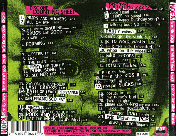 NOFX – 45 Or 46 Songs That Weren't Good Enough To Go On Our Other Records - 2xCD - CDs Very Good Condition / Cover Very Good Condition (VG+/VG+)