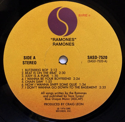 Ramones ‎– Ramones - LP - 180 gram - 2001 - Sire ‎– SASD-7520 - Vinyl Near Mint / Cover Very Good (M-/VG+)