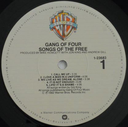 Gang Of Four – Songs Of The Free - LP - 1982 - Warner Bros. Records – 1-23683 - Vinyl Very Good Condition / Cover Very Good Condition (VG+/VG+) - IMMEDIATE AVAILABILITY.