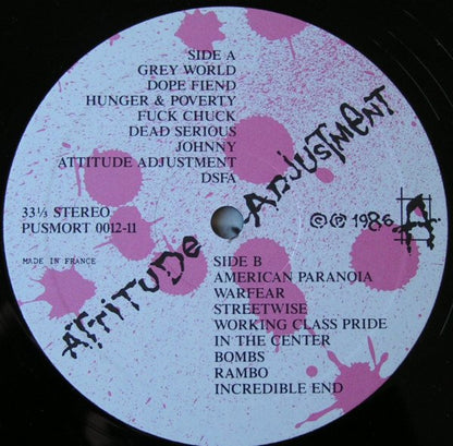 Attitude Adjustment – American Paranoia - LP - 1986 - Pusmort – PUSMORT 0012-11 - Very Good Condition (VG+ / VG+)