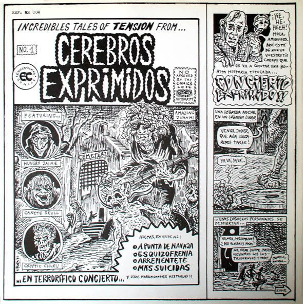 Cerebros Exprimidos – Más Suicidios - LP - Original Inner Sleeve - 1990 - Munster Records – MR 004 - Very Good Condition (VG+ / VG+)