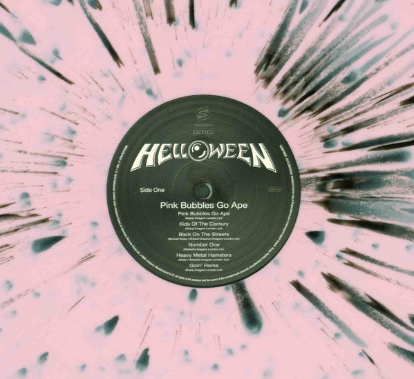 Helloween – Pink Bubbles Go Ape - LP - Pink With Black Splatter, 30th Anniversary, Gatefold - 	BMG – BMGCATLP62C, Sanctuary – BMGCATLP62C, BMG – 4050538675757, Sanctuary – 4050538675757