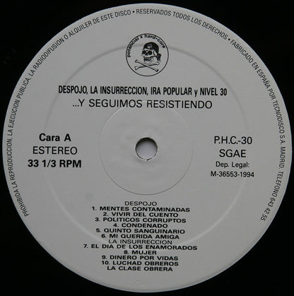 Y Seguimos Resistendo - LP - 1994 - Potencial Hardcore – PHC-30 - New Vinyl / Cover in Very Good Condition (M/VG+)