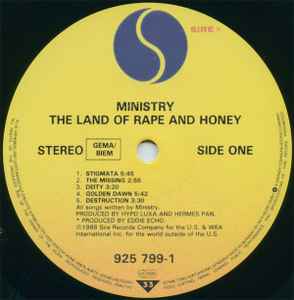Ministry ‎– The Land Of Rape And Honey - LP - 1988 - Sire ‎– 925 799-1 - Vinyl Near Mint (M-) / Cover Very Good Plus (VG+)