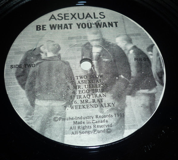 Asexuals ‎– Be What You Want - LP - 1985 - Psyche Industry Records ‎– PIR-03 - Very Good Condition (VG+ / VG+)