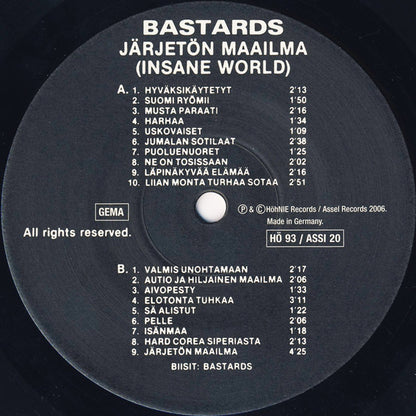 Bastards – Järjetön Maailma (Insane World) - LP - 2006 - Höhnie Records – HÖ - 93 - Very Good Condition (M- / VG+)