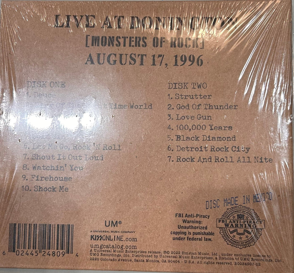 KISS - Off The Soundboard Live At Donington (Monsters Of Rock) August 17, 1996 - 2xCD