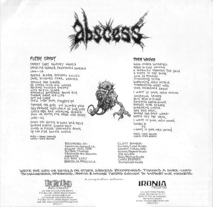 Machetazo / Abscess – Vol.R / Flesh Candy - Open Wound - CD - Cardboard Sleeve - 2001 - Upground – UPG 011, Ironia Records – IRNCD 001 - CD Like New / Cover Like New (M-/M-)