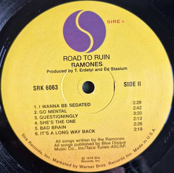 Ramones ‎– Road To Ruin - LP - 180 gram - 2001 - Sire ‎– SRK 6063 - Vinyl Near Mint / Cover Very Good (M-/VG+)
