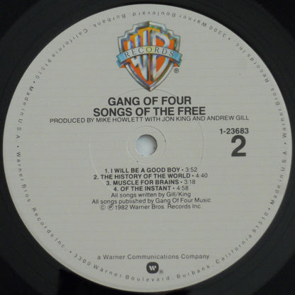 Gang Of Four – Songs Of The Free - LP - 1982 - Warner Bros. Records – 1-23683 - Vinyl Very Good Condition / Cover Very Good Condition (VG+/VG+) - IMMEDIATE AVAILABILITY.