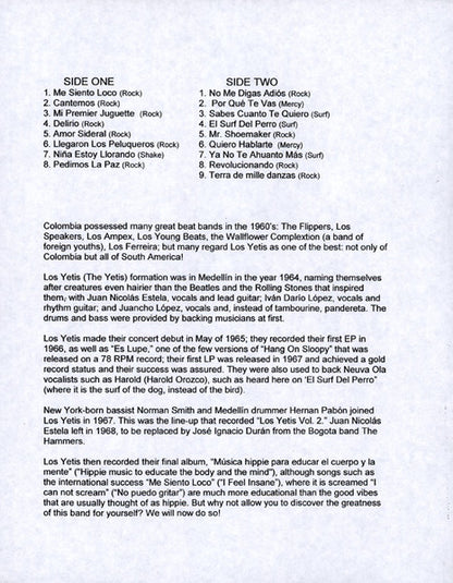 Los Yetis – Colombia’s #1 Beat Punk Band Of The 1960’s - The True History of Los Yetis - LP - 2007 - Unofficial - USED (M- / M-)