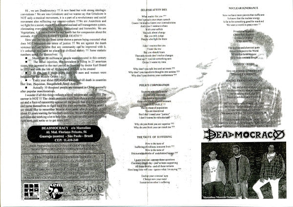 Deadmocracy / Necrose – Sadistic Desire / The End - 7" - 1997 - Elephant Records – ELE 008 - Vinyl New / Cover Like New (M/M-)