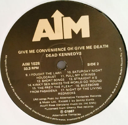 Dead Kennedys – Give Me Convenience Or Give Me Death - LP + 7" + Booklet - White Label - 1989 (Australia) - AIM – AIM 1028 - Vinyl Very Good Plus (VG+) / Cover Very Good Plus (VG+)